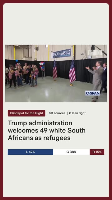The Trump administration has admitted 49 white South Africans to the U.S. as refugees, citing “government-sponsored racial discrimination,” according to a senior State Department official. ⁠⁠Most of t...