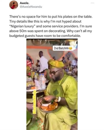 Outrage as online keyboard warrior slams viral video from Iyabo Ojo’s daughter’s wedding — where guests were seen eating with plates on their laps, despite millions spent on lavish decorations#iyabooj...