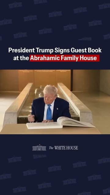 President Trump leaves a message of unity to the people of the UAE after signing the guest book at the Abrahamic Family House. 🇺🇸🇦🇪“Great unity, great faith, incredible people, with a tremendous leade...