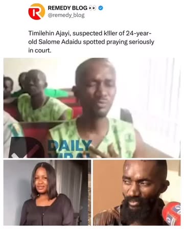 Timilehin Ajayi, suspected k!ller of 24-year-old Salome Adaidu spotted praying seriously in court.
