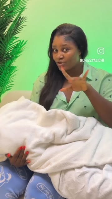 Nollywood actress, Chizzy Alichi unveils her baby's face for the first time 😂😂