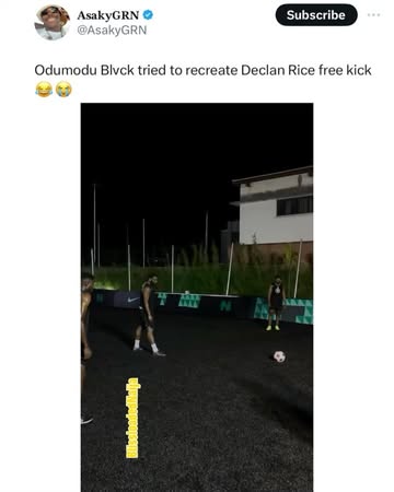 Rapper Odumodublvck calls out the entire media as he attempts to recreate Declan Rice’s free kick against Madrid — but it hilariously goes wrong#odumodublvck #declanrice #afrobeats #music #tiktok #dan...