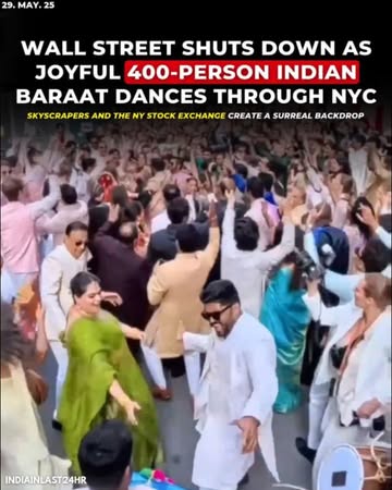A spectacular Indian wedding procession recently brought New York City's Wall Street to a standstill.  Approximately 400 guests, adorned in traditional Indian attire, danced exuberantly through the he...