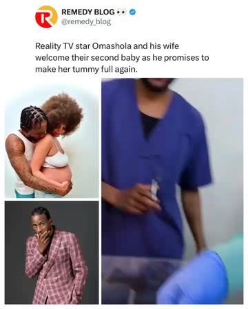 Reality TV star Omashola and his wife welcome their second baby as he promises to make her tummy full again.