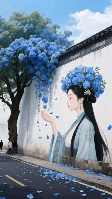 Passing by the beauty flower wall🌸🌺🏵️🌼🌷🌹 #ChineseStyle #interest #ai #landscape