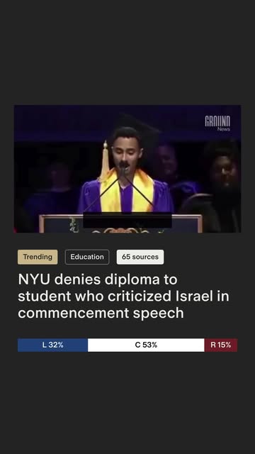 New York University has withheld a diploma from Logan Rozos, a student who used his commencement speech to denounce U.S. support for Israel’s actions in Gaza. ⁠⁠Rozos, speaking at NYU’s Gallatin Schoo...