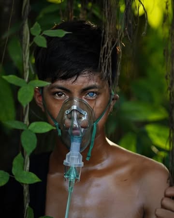 A small indigenous tribe in Southeast Asia, likely from Indonesia or the surrounding regions, where some members have strikingly bright blue eyes—a rare trait in people with darker skin tones. Scienti...