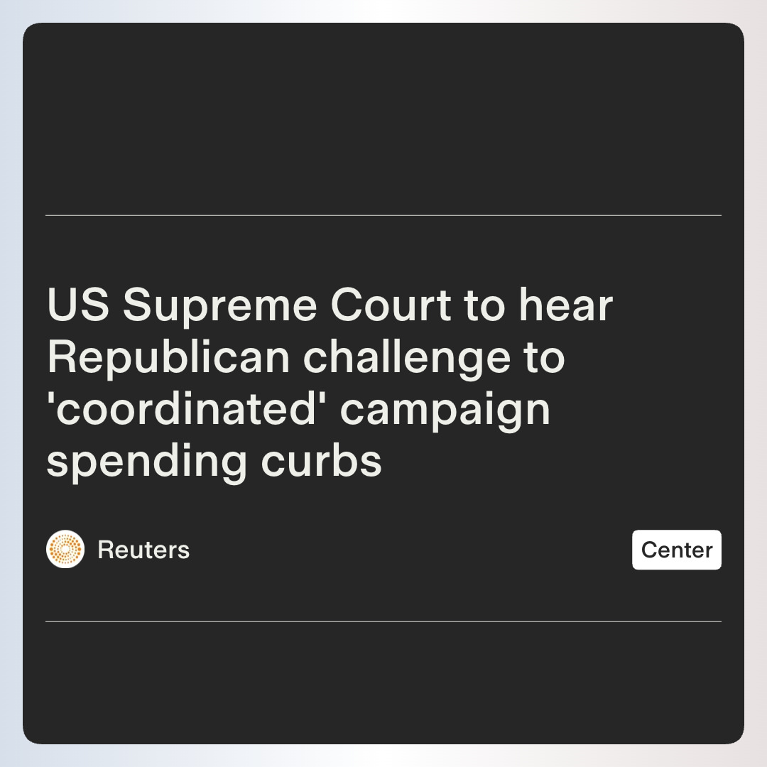 The U.S. Supreme Court will hear a challenge brought by Republican committees and Vice President JD Vance to federal campaign finance rules that limit spending coordinated between political parties an...