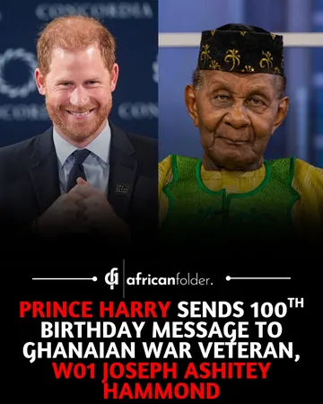 Prince Harry has paid tribute to Ghanaian World War II veteran WO1 Joseph Ashitey Hammond with a special video message celebrating his 100th birthday. Calling him “a hero of Ghana,” the Duke of Sussex...