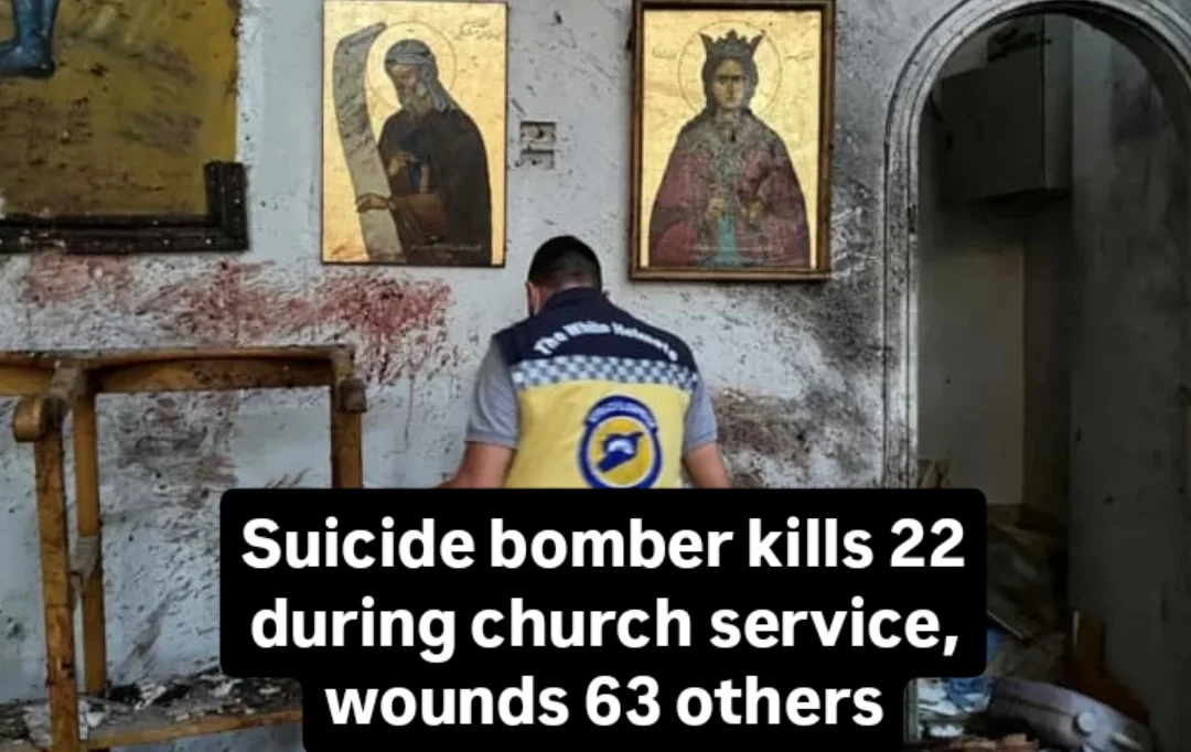 Suicide bomber kills 22 during church service, wounds 63 othersAt least 22 people have been killed and 63 others wounded in a suicide bomb attack at a church in Damascus, Syria's health ministry has s...