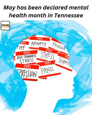 May has been declared mental health awareness month by the state of Tennessee‼️👀In Tennessee, nearly 1 in 3 children and close to a million adults are living with mental health conditions, with anxiet...