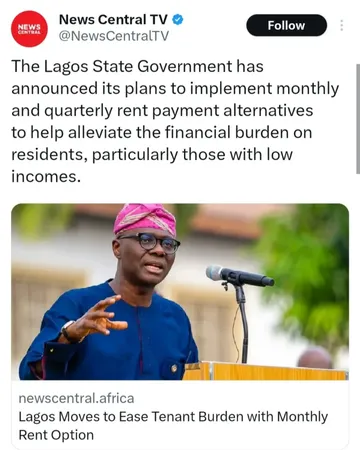 Lagos State is planning to introduce monthly and quarterly rent payment options to ease the burden of yearly rent on residents, especially low-income earners.According to Housing Commissioner Moruf Ak...