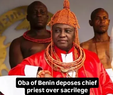 Oba of Benin deposes chief priest over sacrilegeThe Oba of Benin, Oba Ewuare II, on Thursday deposed Ovbokhan Igbinovia as the traditional Chief Priest of Okhuoromi Community in Oredo Local Government...