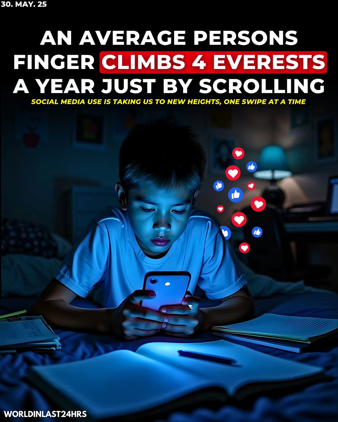 A recent study has found that the average person scrolls through social media so much each year that the total distance their thumb travels is equal to climbing the height of four Mount Everests—that’...