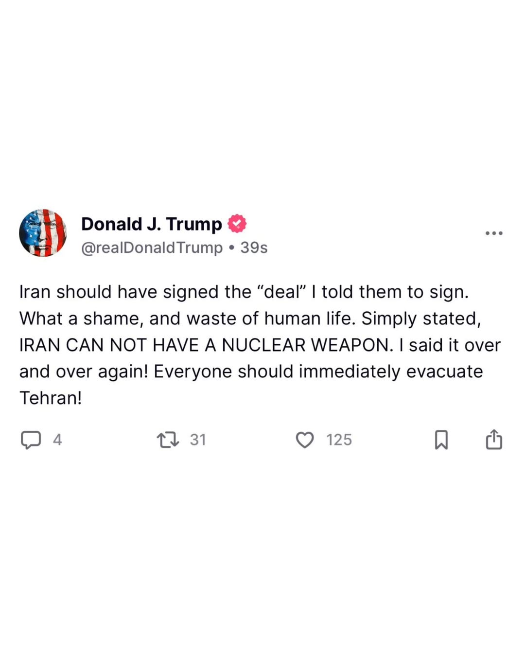 In a surprising late-night development, millions of people in Tehran began evacuating their homes after a warning was posted on social media by U.S. President Donald Trump. The message, which quickly ...