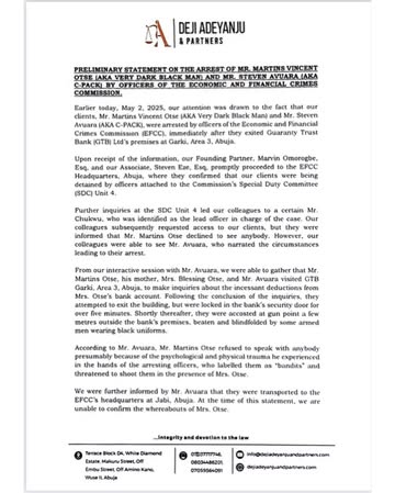 “The EFCC Officials labelled VeryDarkMan as a ‘bandit’ and thr**tened to sh**t him right in the presence of his mom, Despite repeated requests, EFCC refused to disclose the specific allegations agains...