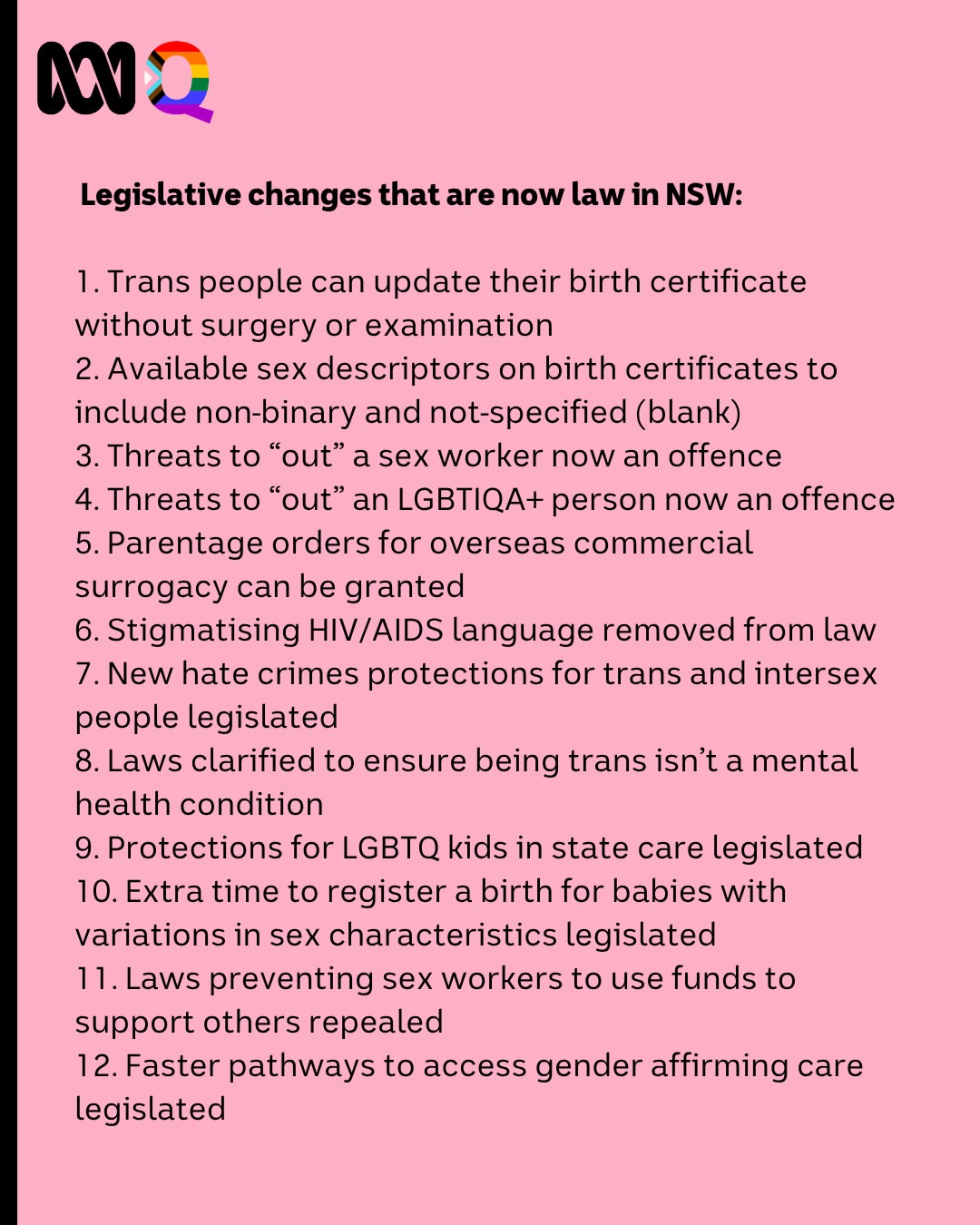 The largest package of LGBTQIA+ reforms in NSW history comes into effect today, including new birth certificate laws for trans people. ✍️: @schafted for @abcqueer 📬: Get the latest from ABCQueer strai...