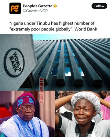 Breaking News: “Nigeria under Tinubu has highest number of “extremely poor people globally” - World Bank reveals !!! 🚴🏿‍♀️🚴🏿‍♀️🚴🏿‍♀️💨Nigeria under President Bola Tinubu has the highest number of extre...