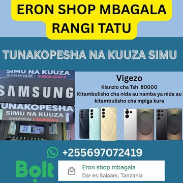 KARIBU @eron_shopp KWA SIMU ZA MKOPO NA MASHARTI MADOGO SANAFIKA PALE @eron_shopp @eron_shopp UTAPATA SIMU NZURI NENDA NA KITAMBULISHO CHAKO CHA NIDA AU NAMBA YA NIDA FIKA PALE MBAGARA RANGI TATU AU P...