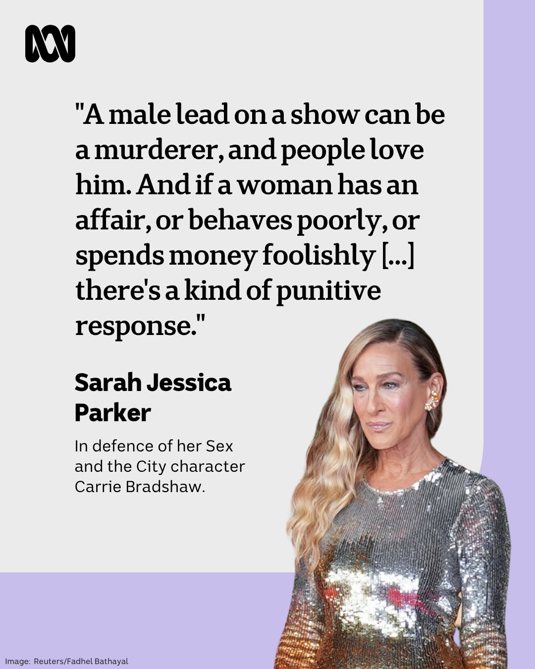 Sarah Jessica Parker has hit back at the 'double standards' of critics of her Sex and the City character Carrie Bradshaw.Parker played Bradshaw for six seasons in Sex and the City, and has reprised th...