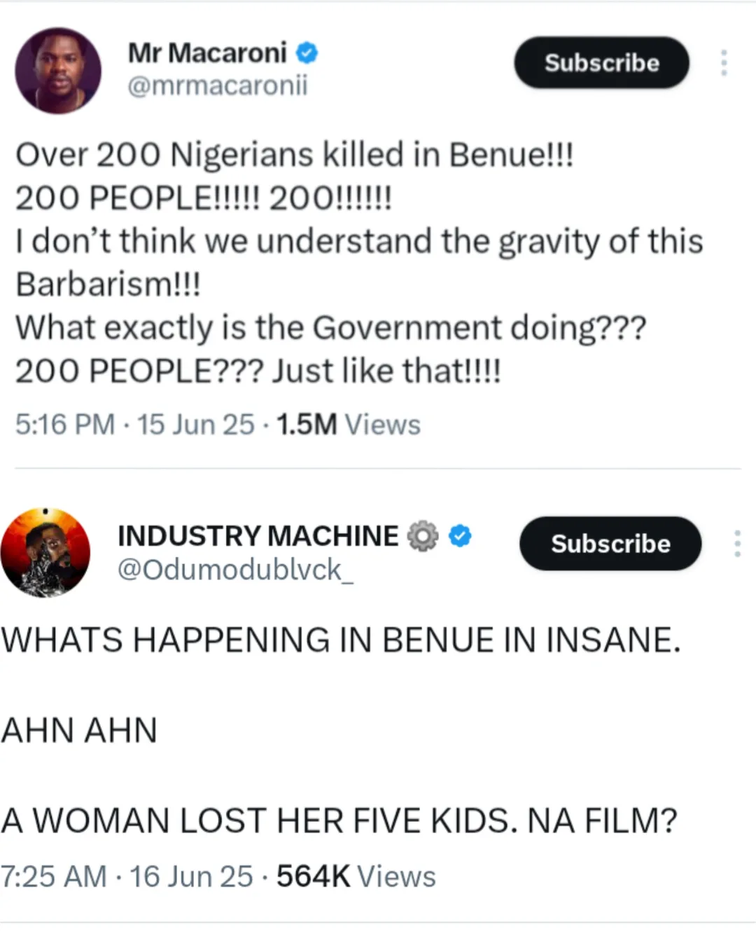 Over 200 people lost their lives in Nigeria on Sunday, June 14, 2025, as bandits stormed a village in Benue State, reigniting long-standing violence in the region.In response, Nigerian stars like 2Bab...