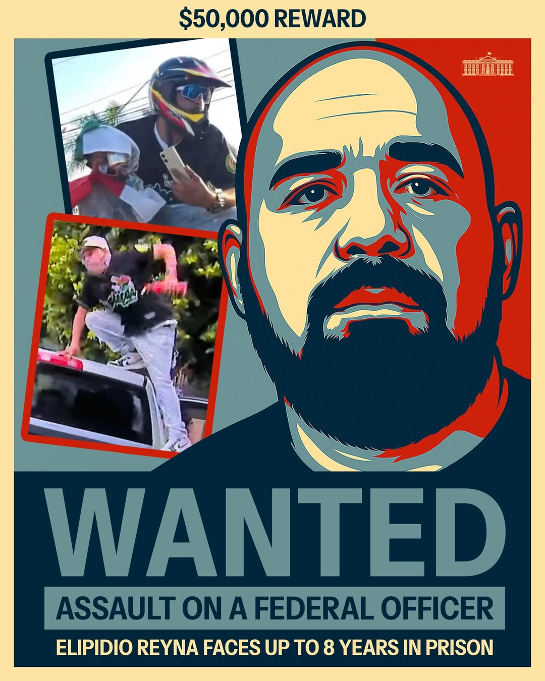 Elpidio Reyna, 40, of Compton, is wanted for assaulting a federal officer by throwing rocks and improvised explosives at federal agents in their vehicles. He faces up to 8 years in prison. The FBI is ...