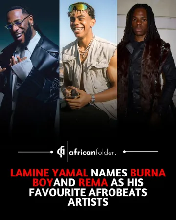 Barcelona winger Lamine Yamal has revealed Burna Boy and Rema as his top Afrobeats artists. 🔥 The young star, whose signature dance move sparked the renewed popularity of Skales' hit 