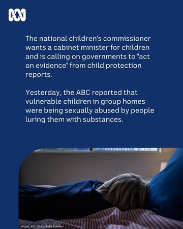 The national children’s commissioner wants a cabinet minister for children and is calling on governments to “act on evidence” from child protection reports.✍️ Investigative reporter Katri Uibu via ABC...