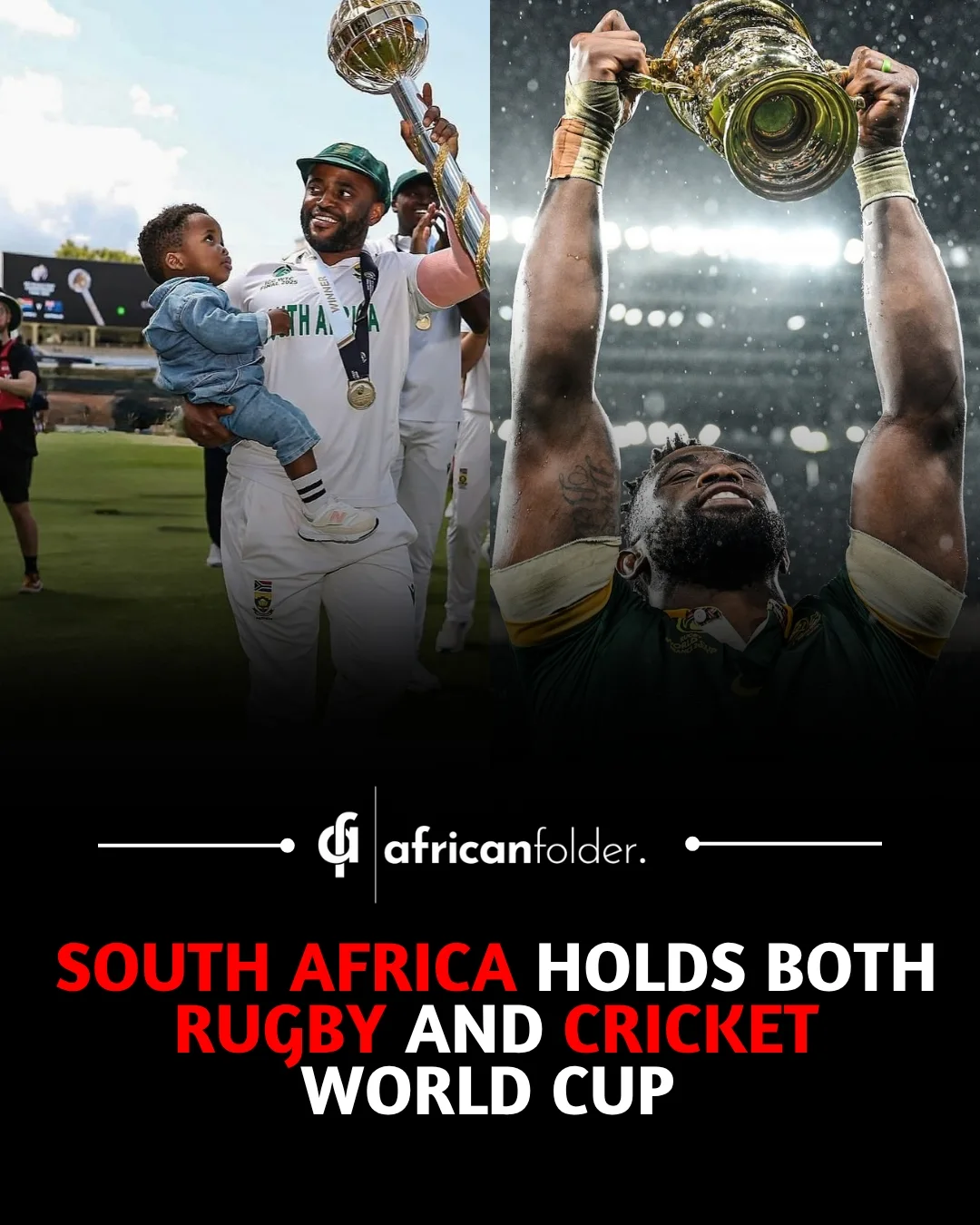 South Africa has made history as the first country to hold both the Rugby and Cricket world titles at the same time.From Siya Kolisi’s Springboks lifting the Rugby World Cup in Paris to the Proteas Wo...