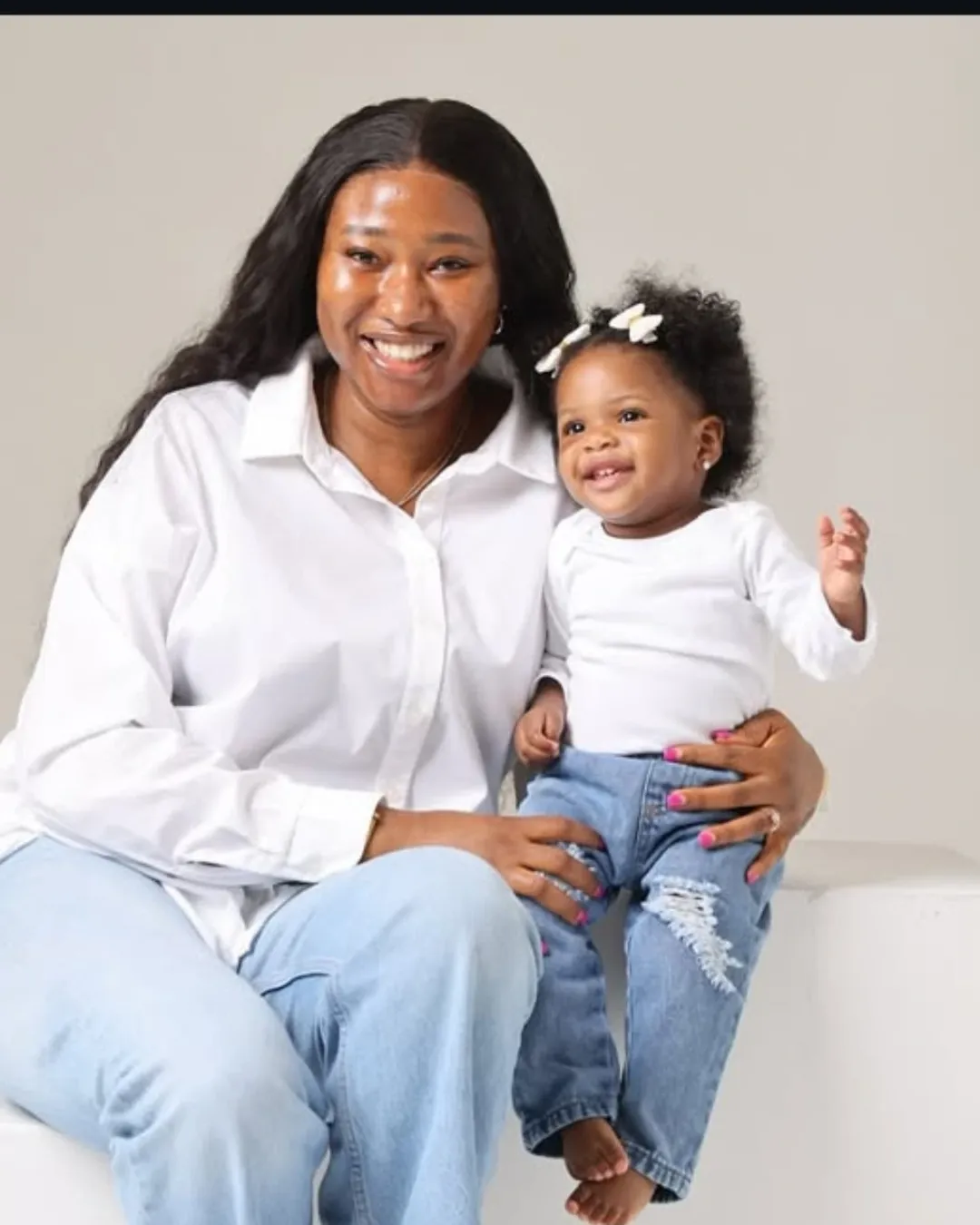 Content creator and Nancy Uche's second daughter, Omah Nnebe wishes y'all a happy new month, shares beautiful photos with her adorable princess