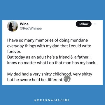 To the fathers that show up and show out, may we meet them, may we love them, and may they be in our lives💙Happy Good Friday sistersDid you have a father that showed up? #dearnaijagirl #fathers #niger...