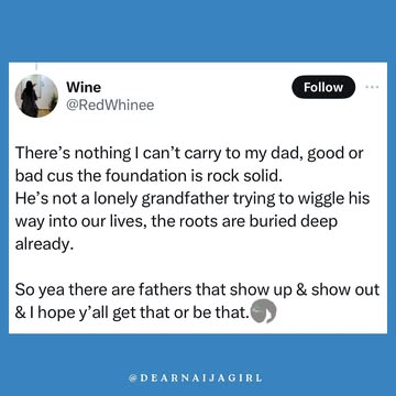 To the fathers that show up and show out, may we meet them, may we love them, and may they be in our lives💙Happy Good Friday sistersDid you have a father that showed up? #dearnaijagirl #fathers #niger...