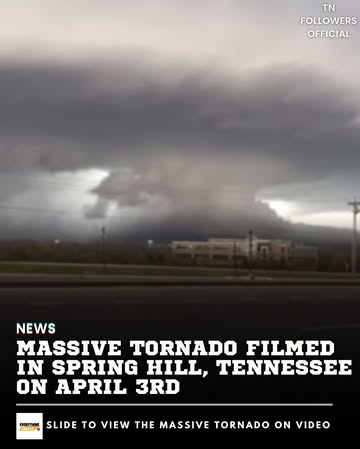 A massive tornado was filmed over Spring Hill, Tennessee on April 3 during the strong storms across Tennessee‼️🤯👀via: ChristyHenderson#Tennessee #Weather #News