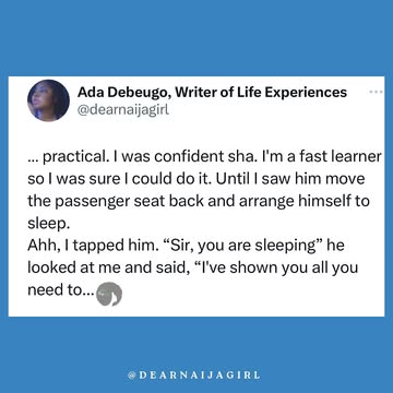 One of the cr@ziest things that happened to me 😂😂Do you think I drove or crashed? Share your first time driving experience with me in the. Comment #dearnaijagirl #driving #nigeria #lagos