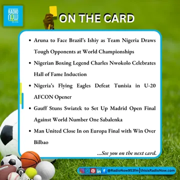 #OnTheCard - here is a quick dive into today's sports battles, rivalries and all the action you can't miss.#radionow953fm #worldchampionship #boxing #flyingeagles #afcon2025 #sabalenka #manunited #bil...