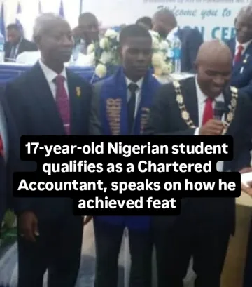 17-year-old Nigerian student qualifies as a Chartered Accountant, speaks on how he achieved featSeventeen-year-old Oluwatiseyitan Mishael Alabi, a 400 level student of the Department of Accounting at ...