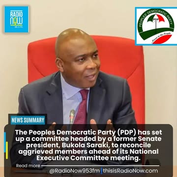 The Peoples Democratic Party (PDP) has set up a committee headed by a former Senate president, Bukola Saraki, to reconcile aggrieved members ahead of its National Executive Committee meeting.#radionow...