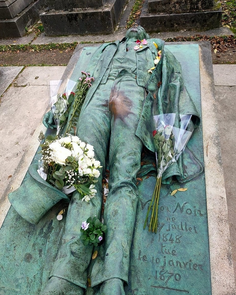 The Story behind the Grave of Victor Noir, Père Lachaise Cemetery, Paris:Victor Noir was a 19th-century French journalist whose tomb became an unlikely symbol of fertility and desire. Sculpted by Jule...