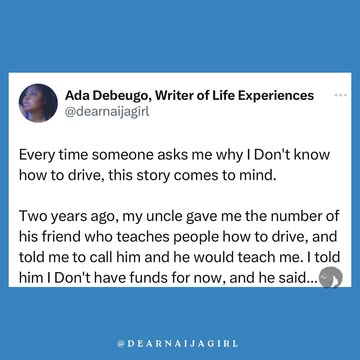 One of the cr@ziest things that happened to me 😂😂Do you think I drove or crashed? Share your first time driving experience with me in the. Comment #dearnaijagirl #driving #nigeria #lagos