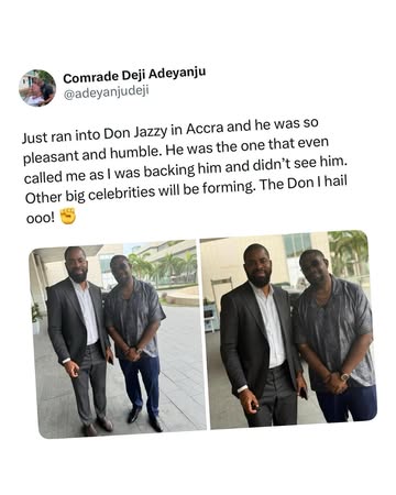 As for me, anytime me I see Don Jazzy, na money me I dey see. The kind money wey dey this man hand en! Hmmmmmmmmmmm it is well. We will talk about this another day. Yet, he’s still humble. I love @don...