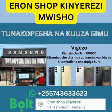 Karibu @eron_shopp @eron_shopp kwa simu kali za mikopo na kwa masharti madogo sana Inahitajika namba yako ya NIDA au kitambulisho cha NIDA na pesa kidogo 80,000/= Sehemu ni moja tu ni pale Tabata kiny...