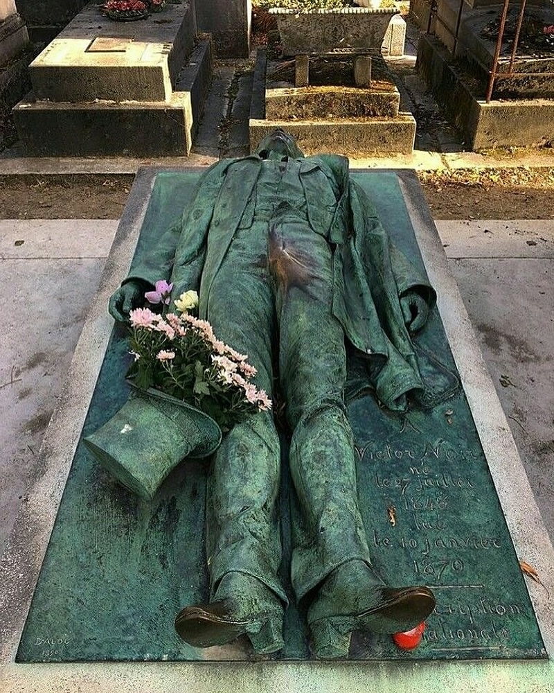 The Story behind the Grave of Victor Noir, Père Lachaise Cemetery, Paris:Victor Noir was a 19th-century French journalist whose tomb became an unlikely symbol of fertility and desire. Sculpted by Jule...