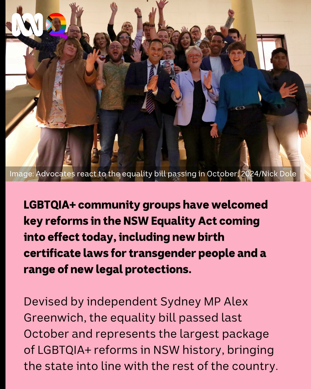 The largest package of LGBTQIA+ reforms in NSW history comes into effect today, including new birth certificate laws for trans people. ✍️: @schafted for @abcqueer 📬: Get the latest from ABCQueer strai...