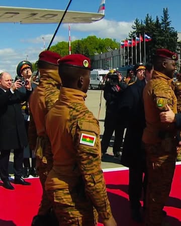 President Ibrahim Traoré of Burkina Faso arrived in Moscow for Russia’s Victory Day celebrations on May 9, 2025, at the invitation of President Vladimir Putin. His arrival was marked by a private Russ...