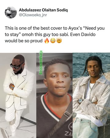 “This is one of the best cover to Ayox’s “Need you to stay” omoh this guy too sabi. Even Davido would be so proud….” — Man reacts to Singer Adeks’ cover on Ayox’s new hit single Rate on 1-10 📺: @iamay...