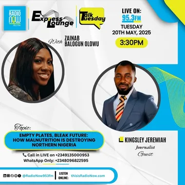 Today on #ExpressLounge #talktuesday with Zainab Balogun-OlowuTopic: EMPTY PLATES, BREAK FUTURE - HOW MALNUTRITION IS DESTROYING NORTHERN NIGERIA Guests: Kingsley Jeremiah Listen Live @ 3:30 pm on Rad...