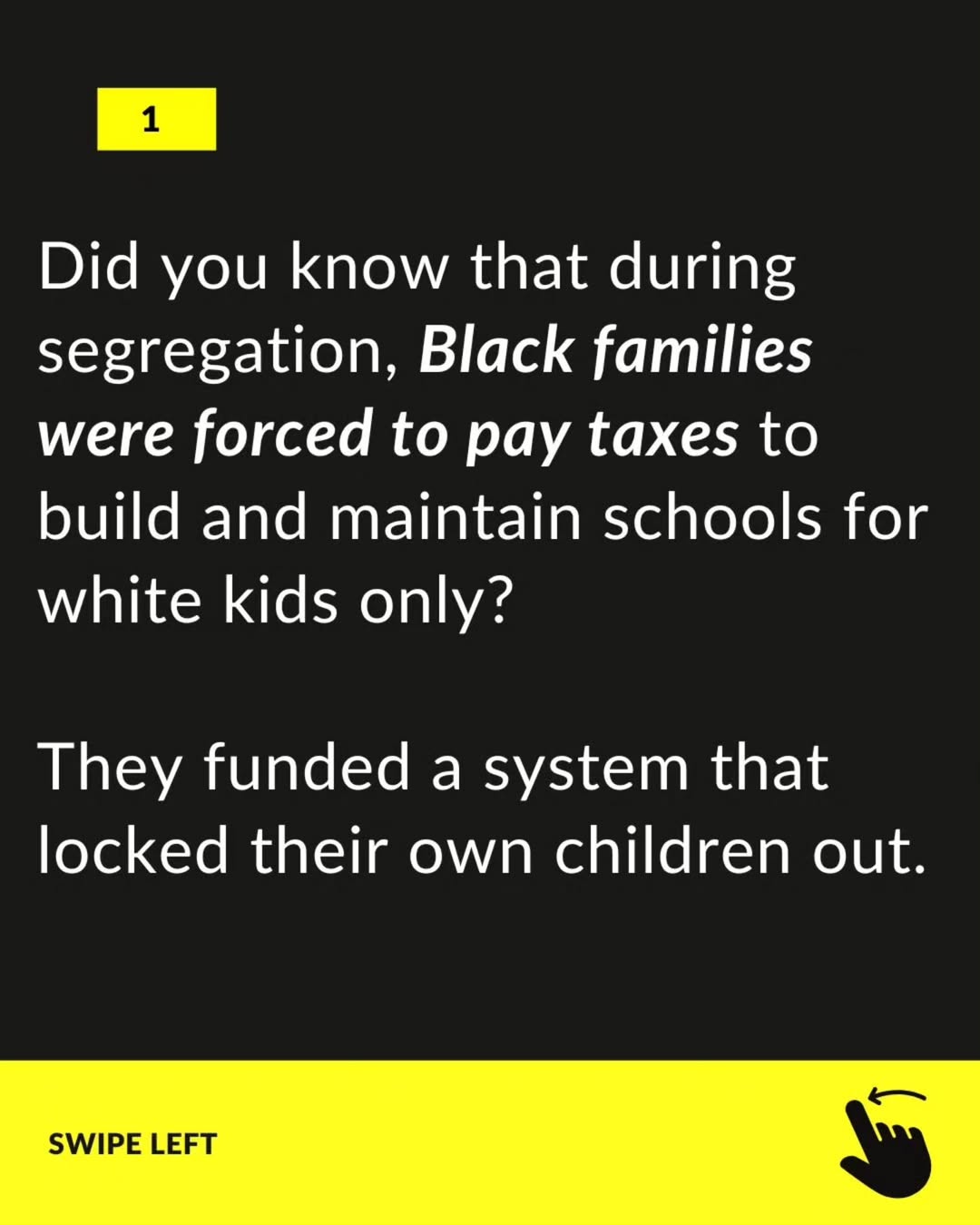 Did you know that during the dark days of SEGREGATION in the United States, Black families were forced to pay TAXES that built schools their own children could not enter? While white children sat in s...