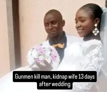 Gunmen kill man, kidnap wife 13 days after weddingGunmen suspected to be Fulani bandits, on Wednesday night, shot a newly-wedded man and kidnapped his wife to unknown destination in a Nasarawa communi...