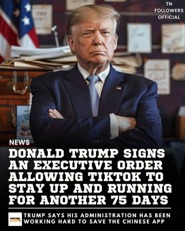 #Trump has signed an executive order to extend the TikTok ban for another 75 days‼️🤯👀Earlier this year, the #UnitedStates has passed legislation requiring TikTok to be sold by its #Chinese parent comp...