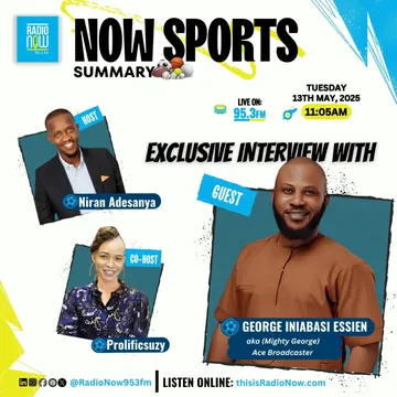 This Tuesday on #NowSportsSummary with Niran & ProlificSuzyGuest: George Iniabasi Essien Listen Live @ 11:05am on RadioNow 95.3FMListen Online @ thisisRadioNow.com📞 Call LIVE on 09135000953WhatsApp On...
